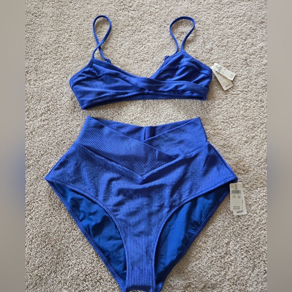 Blue Ribbed Bralette